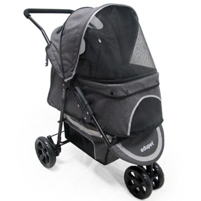 Edupet 3-Wheel Pet Stroller for Pets Up to 55 lb., Grey/Black