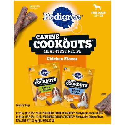 Pedigree Canine Cookout Soft Dog Treats, Chicken Flavored Meaty Sticks and Strips, 36.4 oz. Bag