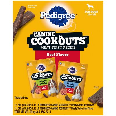 Pedigree Canine Cookout Soft Dog Treats, Beef Flavored Meaty Sticks and Strips, 36.4 oz. Bag