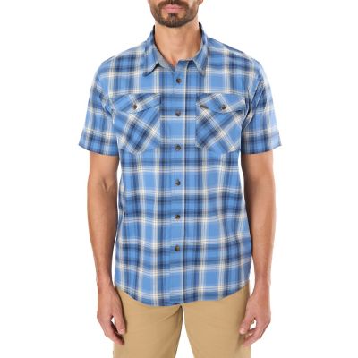 Smith's Workwear Men's Stretch Short -Sleeve Plaid 2-Pocket Shirt
