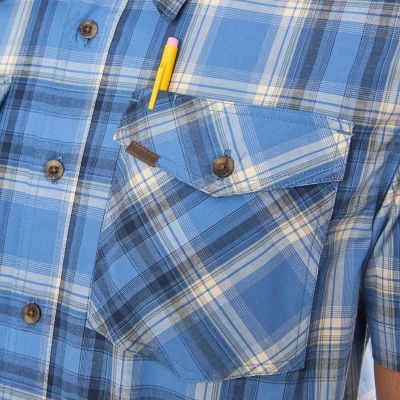 Image showing  Men's Stretch Short -Sleeve Plaid 2-Pocket Shirt