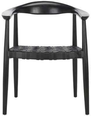 Safavieh Walda Black Leather Woven Accent Chair