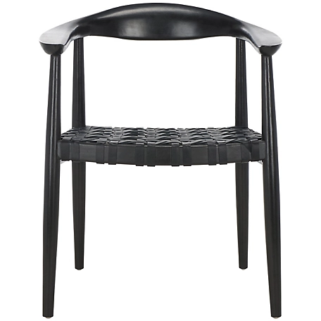 Safavieh Walda Black Leather Woven Accent Chair