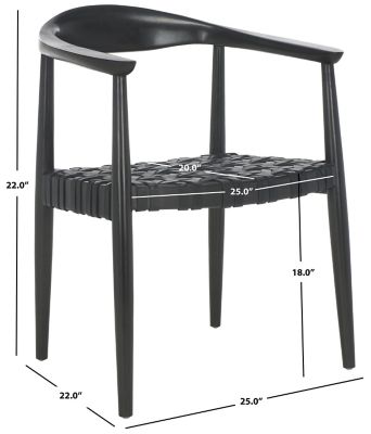 Image showing  Walda Black Leather Woven Accent Chair