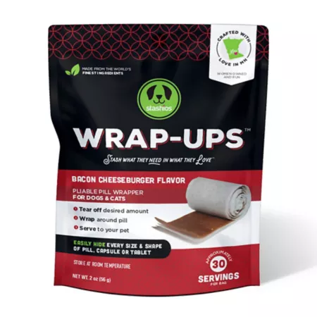 Stashios Wrap-Ups: Pill Wrap - Bacon Cheeseburger - 30 Serving Bag Dog Pill Hiding Treats