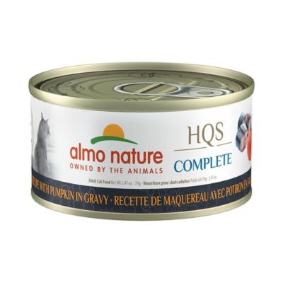 Almo Nature HQS Complete Cat 12 Pack: Mackerel Recipe with Pumpkin in Gravy - 2.47 oz. Cans