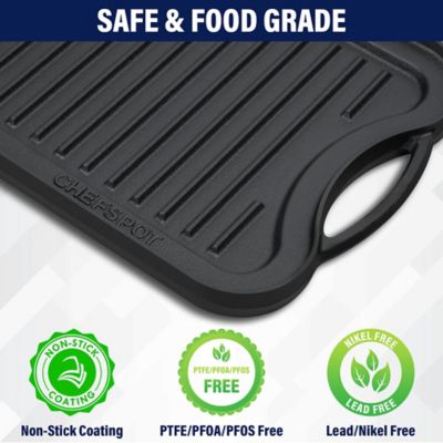 Image showing 5 th CHEFSPOT Pre-Seasoned Cast Iron Reversible Griddle Plate Pan, Even Heat Distribution, Works On Oven, Stove, Grill, and Fire
