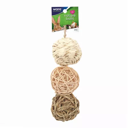 Ware Pet Products Nature Ball Value-Pack Pack of 3 Small Pet Chew Toys