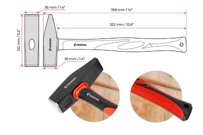 Image showing  Cross Peen Hammer 1000g, HT08-0210
