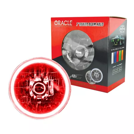 ORACLE Lighting Pre-Installed 7" Sealed Beam Red Halo Lights 6905-003 Headlight Assemblies