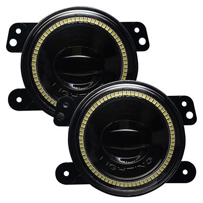 Image showing  Jeep JK/JL/JT High Performance 20W LED Fog Lights, White Halos, 5846-001