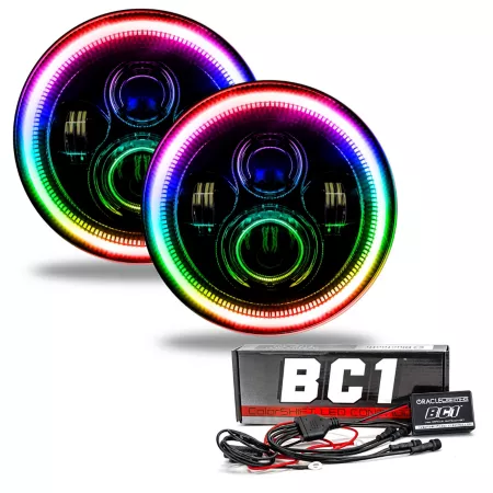 ORACLE Lighting 7" High Power LED Headlights ColorSHIFT Halos with BC1 Controller 5769-335 Headlight Assemblies