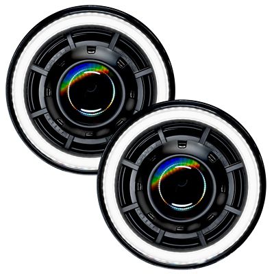 Image showing  Oculus 7 Bi-LED Projector Headlights for Jeep Wrangler JK, White Halos, 5876-001