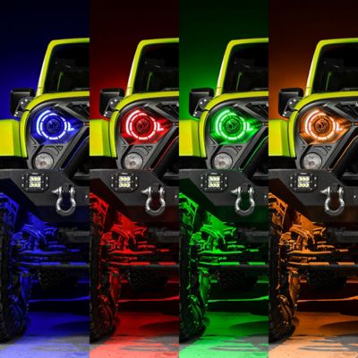 Image showing 7 th ORACLE Lighting Oculus ColorSHIFT 7 in. Bi-LED Projector Headlights for Jeep Wrangler JK, w/BC1 Controller, 5876-335