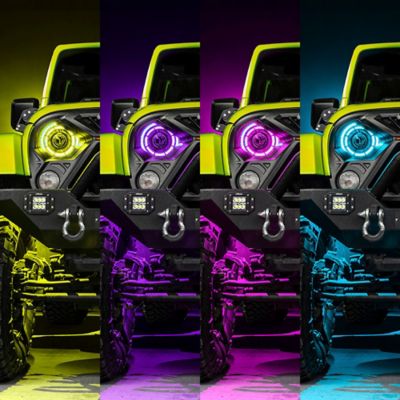 Image showing 8 th ORACLE Lighting Oculus ColorSHIFT 7 in. Bi-LED Projector Headlights for Jeep Wrangler JK, w/BC1 Controller, 5876-335