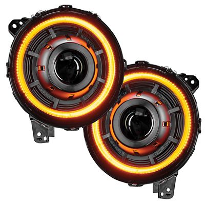 ORACLE Lighting Oculus Bi-LED Projector Headlights for Jeep Wrangler JL / Gladiator JT, Switchback Halos, 5839-023