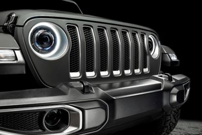 Image showing 7 th ORACLE Lighting Oculus Bi-LED Projector Headlights for Jeep Wrangler JL / Gladiator JT, Switchback Halos