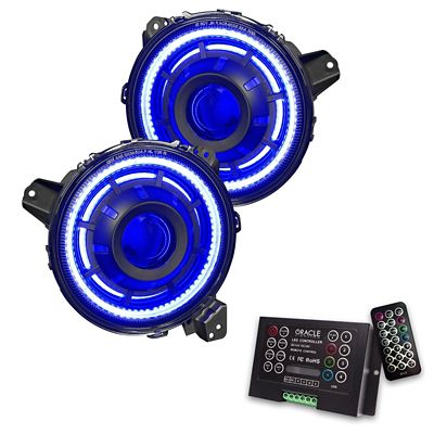 ORACLE Lighting Oculus ColorSHIFT Bi-LED Projector Headlights for Jeep Wrangler JL / Gladiator JT, w/2.0 Controller, 5839-333