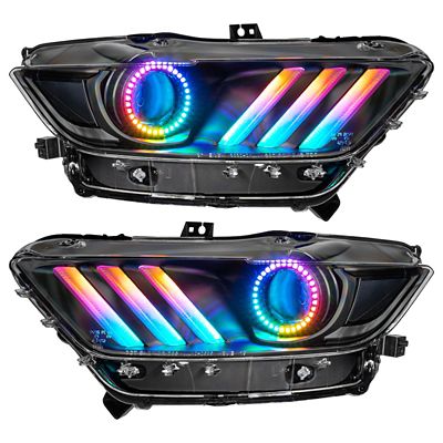 ORACLE Lighting 2015-2017 Ford Mustang Dynamic ColorSHIFT RGB+A Pre-Assembled Headlights - Black Edition, 8199-332