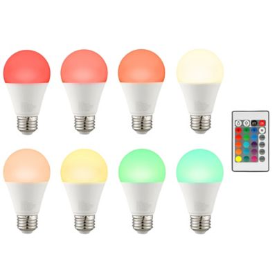 Image showing  60 Watt Equivalent 800-Lumen A19 Color-Changing LED Light Bulbs with Remote, Warm White, 3,000K