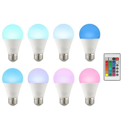 Image showing  60 Watt Equivalent 800-Lumen A19 Color-Changing LED Light Bulbs with Remote, Warm White, 3,000K