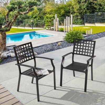 Nuu Garden Outdoor 2-Piece Dining Chair Set, Stackable Design, Black