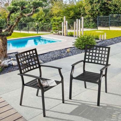 Image showing  Outdoor 2-Piece Patio Dining Chair Set, Stackable Design, Black