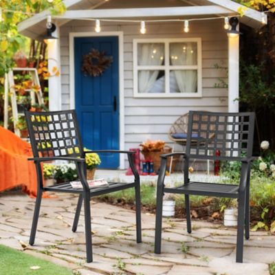 Image showing  Outdoor 2-Piece Patio Dining Chair Set, Stackable Design, Black