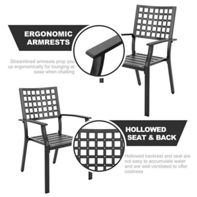 Image showing 6 th Nuu Garden Outdoor 2 pc. Patio Dining Chair Set, Stackable Design, Black