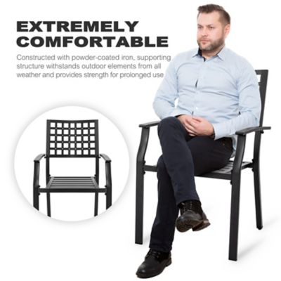 Image showing 7 th Nuu Garden Outdoor 2 pc. Patio Dining Chair Set, Stackable Design, Black