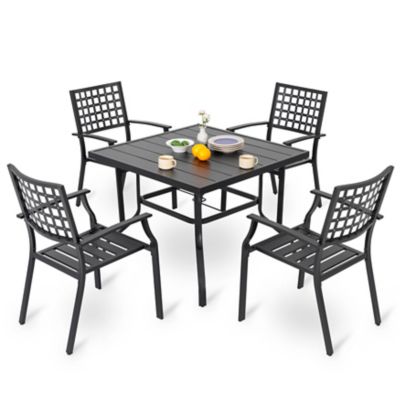 Image showing  5 pc. Outdoor Iron Dining Set with 1.57 in. Umbrella Hole, Black