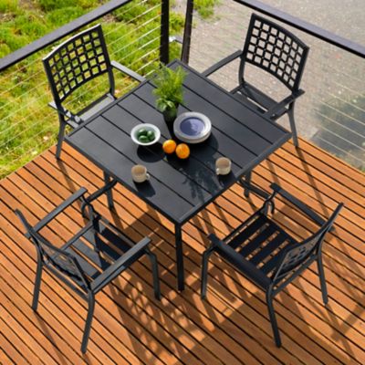 Image showing  5 pc. Outdoor Iron Dining Set with 1.57 in. Umbrella Hole, Black