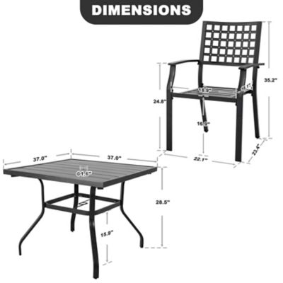 Image showing 5 th Nuu Garden 5 pc. Outdoor Iron Dining Set with 1.57 in. Umbrella Hole, Black