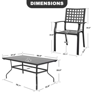 Image showing 5 th Nuu Garden 7 pc. Outdoor Iron Dining Set with 60.63 Table and 1.57 in. Umbrella Hole, Black