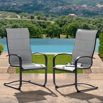 Nuu Garden Outdoor Iron Frame and Textilene Patio Dining Chairs, Gray, 2-Pack