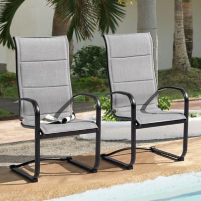 Image showing  Outdoor Iron Frame and Textilene Patio Dining Chairs, Gray, 2 pk.