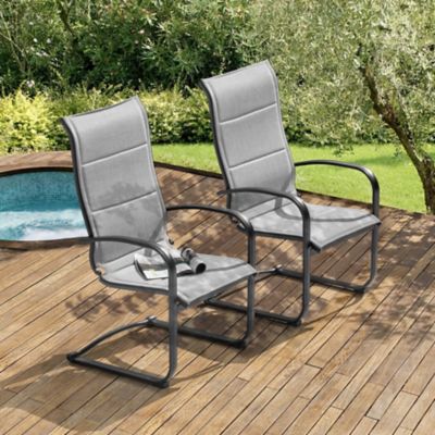 Image showing  Outdoor Iron Frame and Textilene Patio Dining Chairs, Gray, 2 pk.