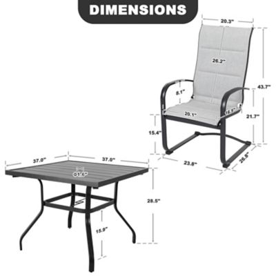 Image showing 5 th Nuu Garden 5 pc. Outdoor Iron Patio Dining Set with 1.57 in. Umbrella Hole, Gray/Black