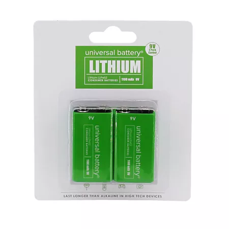 UPG 9V Universal Lithium Battery 2 Pack Batteries