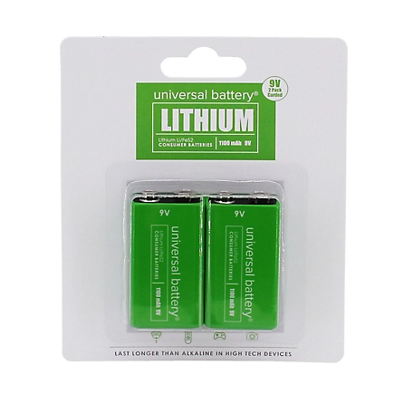 UPG 9V Universal Lithium Battery, 2-Pack
