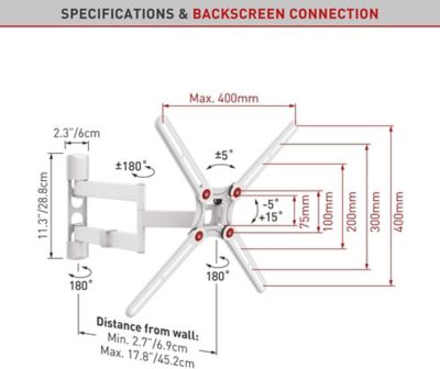 Image showing  13 - 65 in. Full Motion TV Wall Mount, White