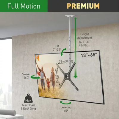 Barkan Mounts 29 - 65 in. TV Ceil Mount Full Motion, White