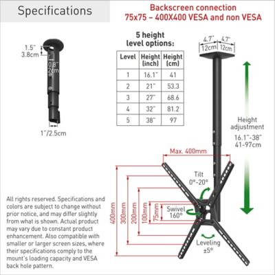 Image showing  29 - 65 in. TV Ceil Mount Full Motion, Black