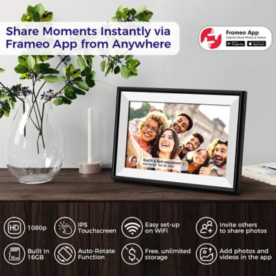 Image showing  10.1 in. WiFi Frameo Digital Picture Frame - Aluminum Frame - Photo Frame, Unlimited Storage (Black)