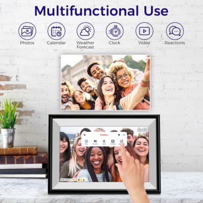 Image showing  10.1 in. WiFi Frameo Digital Picture Frame - Aluminum Frame - Photo Frame, Unlimited Storage (Black)