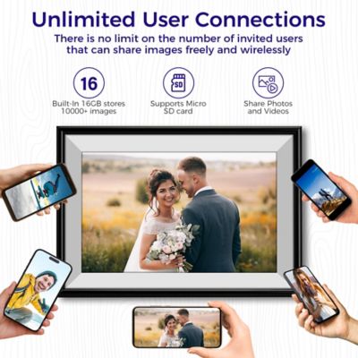 Image showing  10.1 in. WiFi Frameo Digital Picture Frame - Aluminum Frame - Photo Frame, Unlimited Storage (Black)