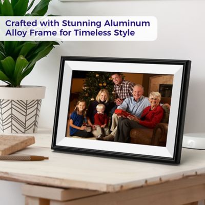 Image showing  10.1 in. WiFi Frameo Digital Picture Frame - Aluminum Frame - Photo Frame, Unlimited Storage (Black)