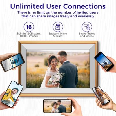 Image showing  10.1 in. WiFi Frameo Digital Picture Frame - Aluminum Frame - Photo Frame, Unlimited Storage (Gold)