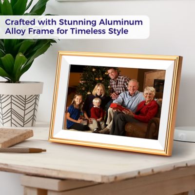 Image showing 5 th ELIME 10.1 in. WiFi Frameo Digital Picture Frame - Aluminum Frame - Photo Frame, Unlimited Storage (Gold)