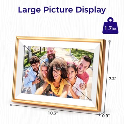 Image showing 6 th ELIME 10.1 in. WiFi Frameo Digital Picture Frame - Aluminum Frame - Photo Frame, Unlimited Storage (Gold)